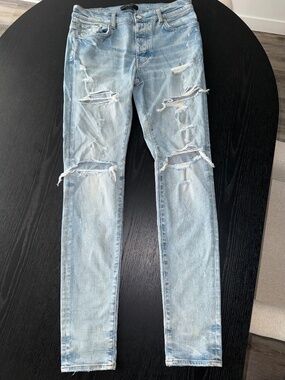 AMIRI Distressed Light Wash Jeans – Excellent Condition